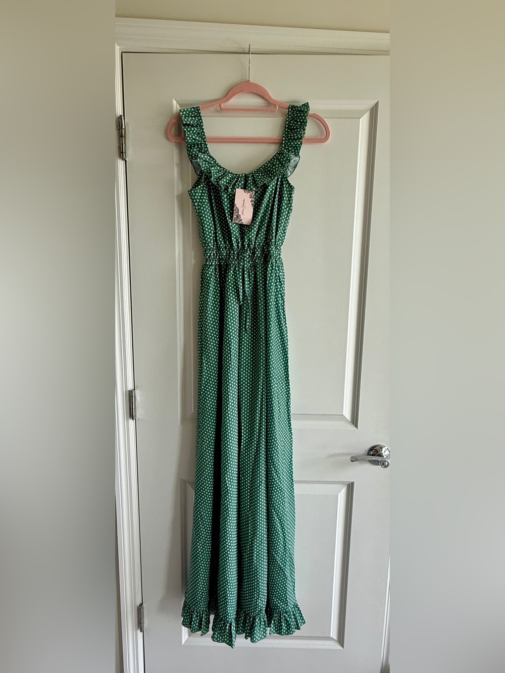 Tiana Green Summer Polka Dot Maxi Dress